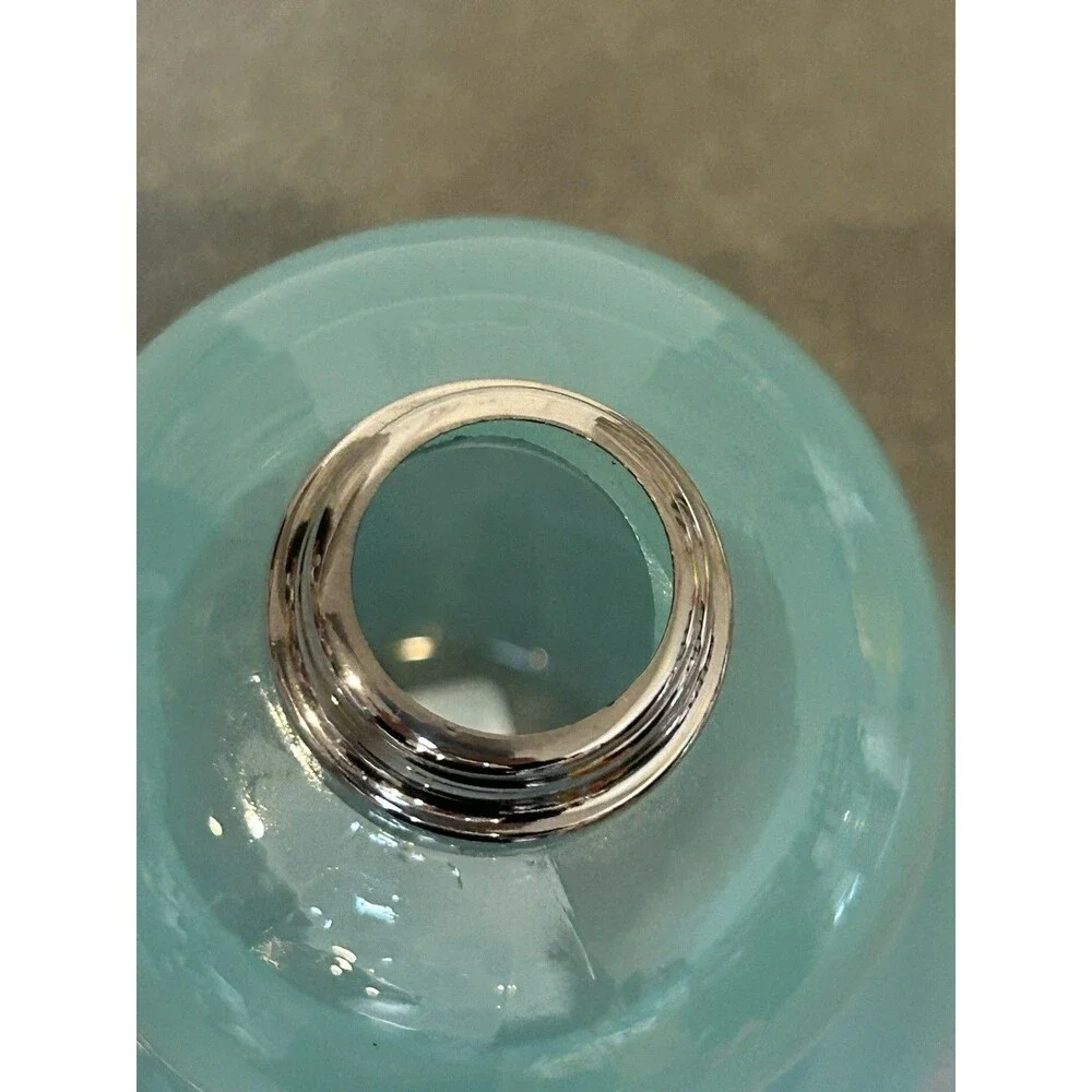 At Home Blue Bunny Glass Soap Dispenser with Polished Metal Pump